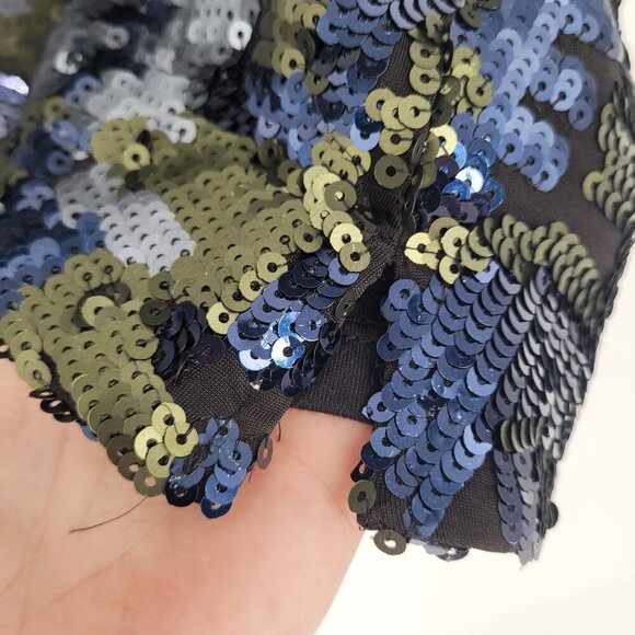 Vince Camuto womens medium sequined camo short sleeve crew neck shiny top - Picture 8 of 10